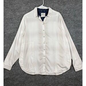 Jacks Girlfriend Sz M Womens Western Pearl Snap Flannel Plaid Shirt Beige White